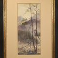Lot 069 - Antique Framed Watercolor Painting on Paper, Woodland Landscape with Bare Trees and Hills, Signed E. Ryan, 10-1/2" W x 16-1/2" H