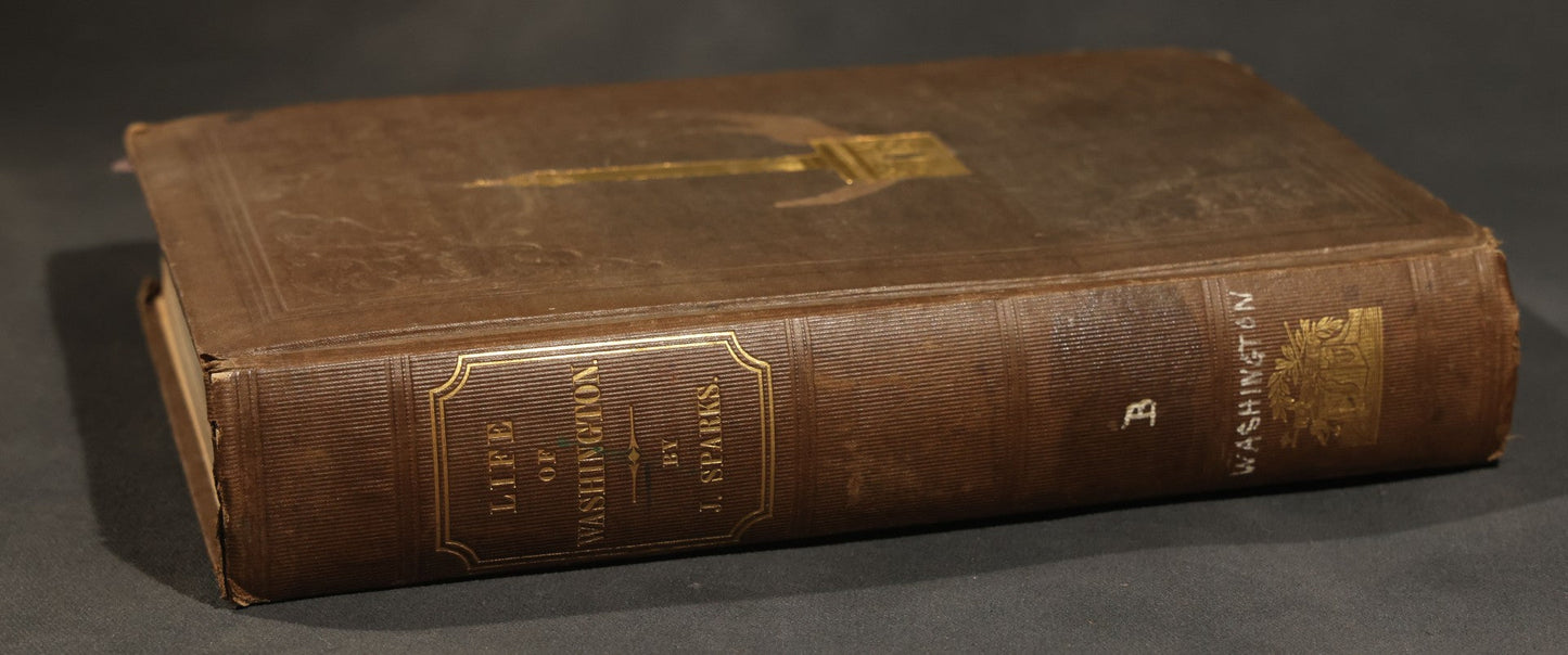 "The Life of George Washington" Antique Book by Jared Sparks, with Mount Vernon Frontispiece Engraving, Published by Ferdinand Andrews, Boston, Massachusetts, 1839