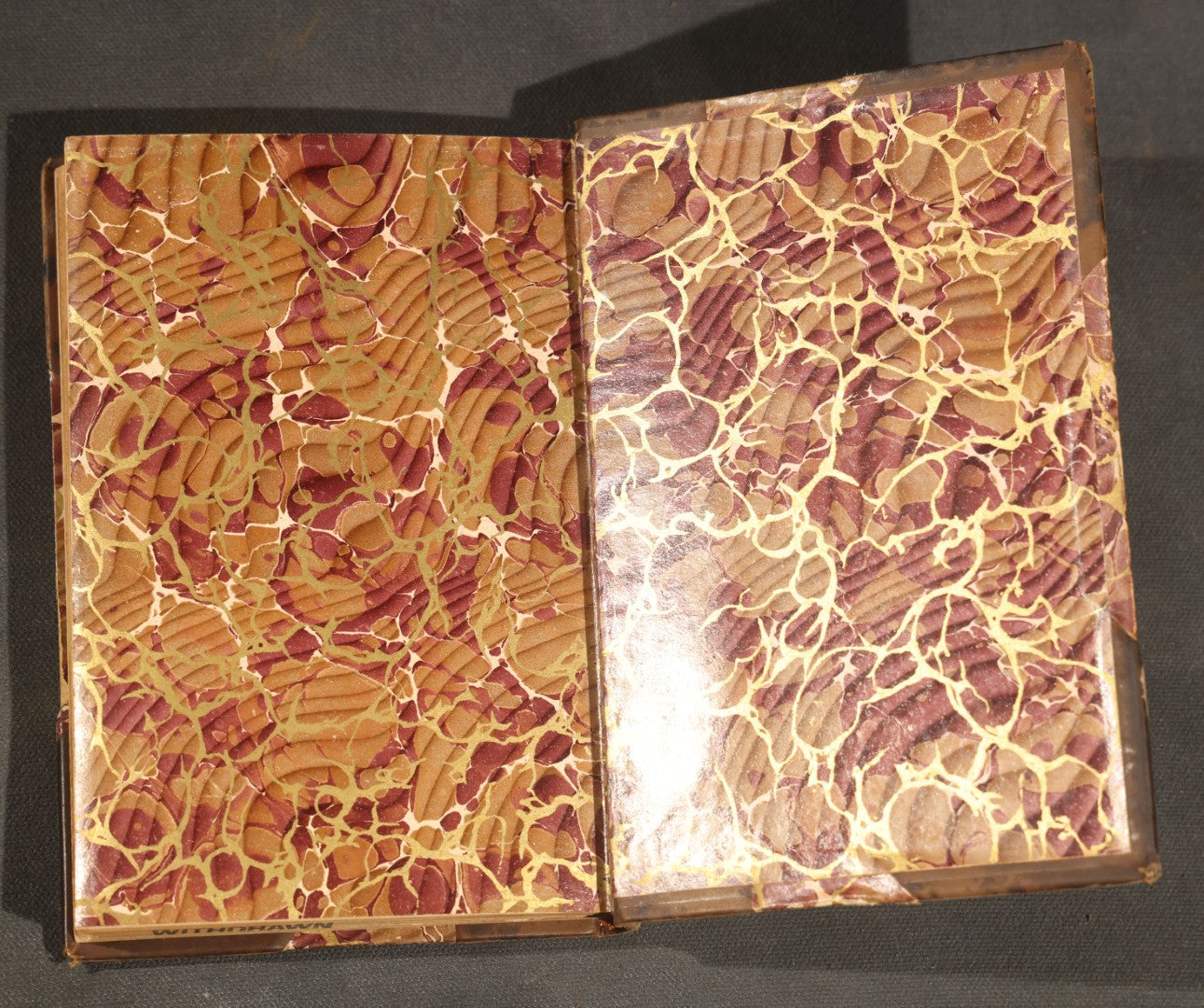 "Poems of Shelley" Antique Illustrated Book by Percy Bysshe Shelley, Half-Leather Binding with Marbled Boards, Title Page Absent