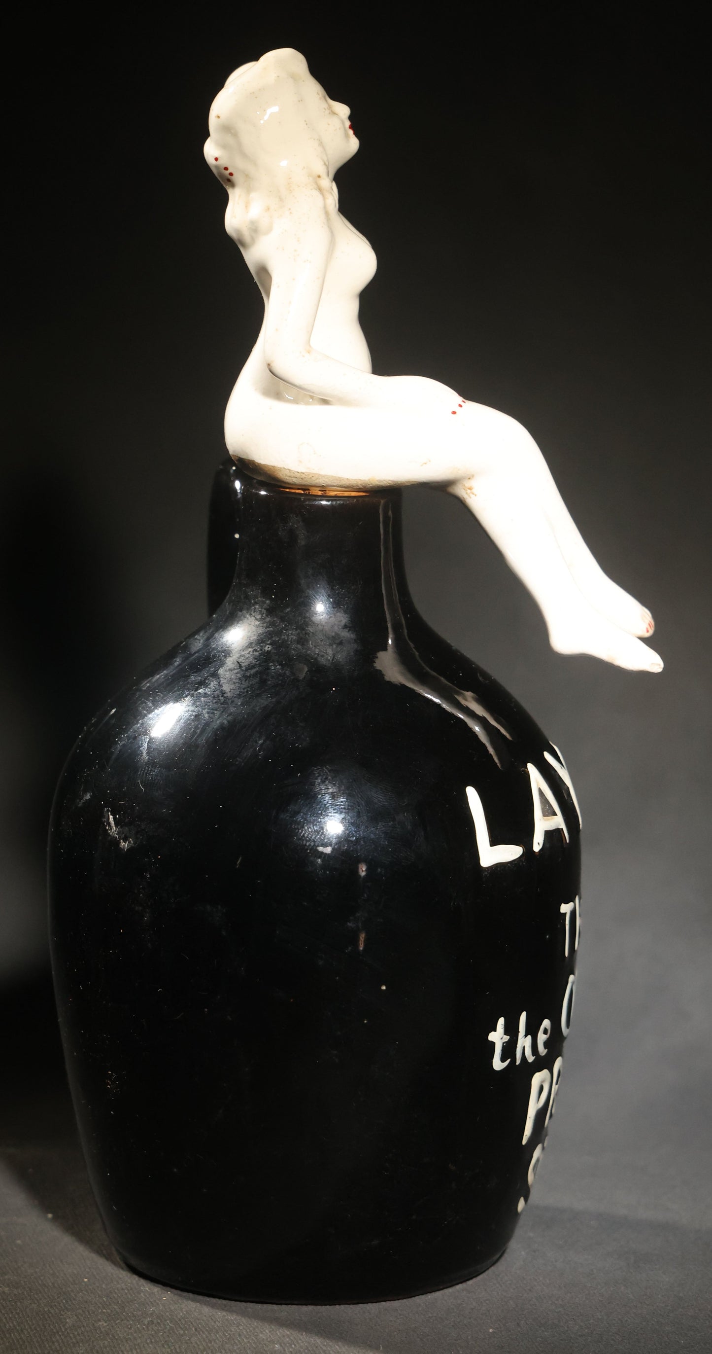 Vintage Ceramic Novelty Jug with Nude Female Figure, "Lay Off This is the Old Man's Private Stuff," G. Novelty Co., Japan
