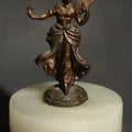 Lot 138 - Vintage Miniature Metal Figure of a Fan Dancer on Round Alabaster Base, 3-5/8" H