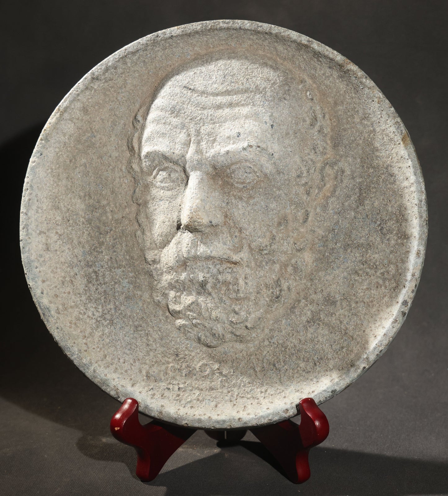 Vintage Cast Aluminum Relief Portrait Plaque of Socrates with Keyhole Hanger