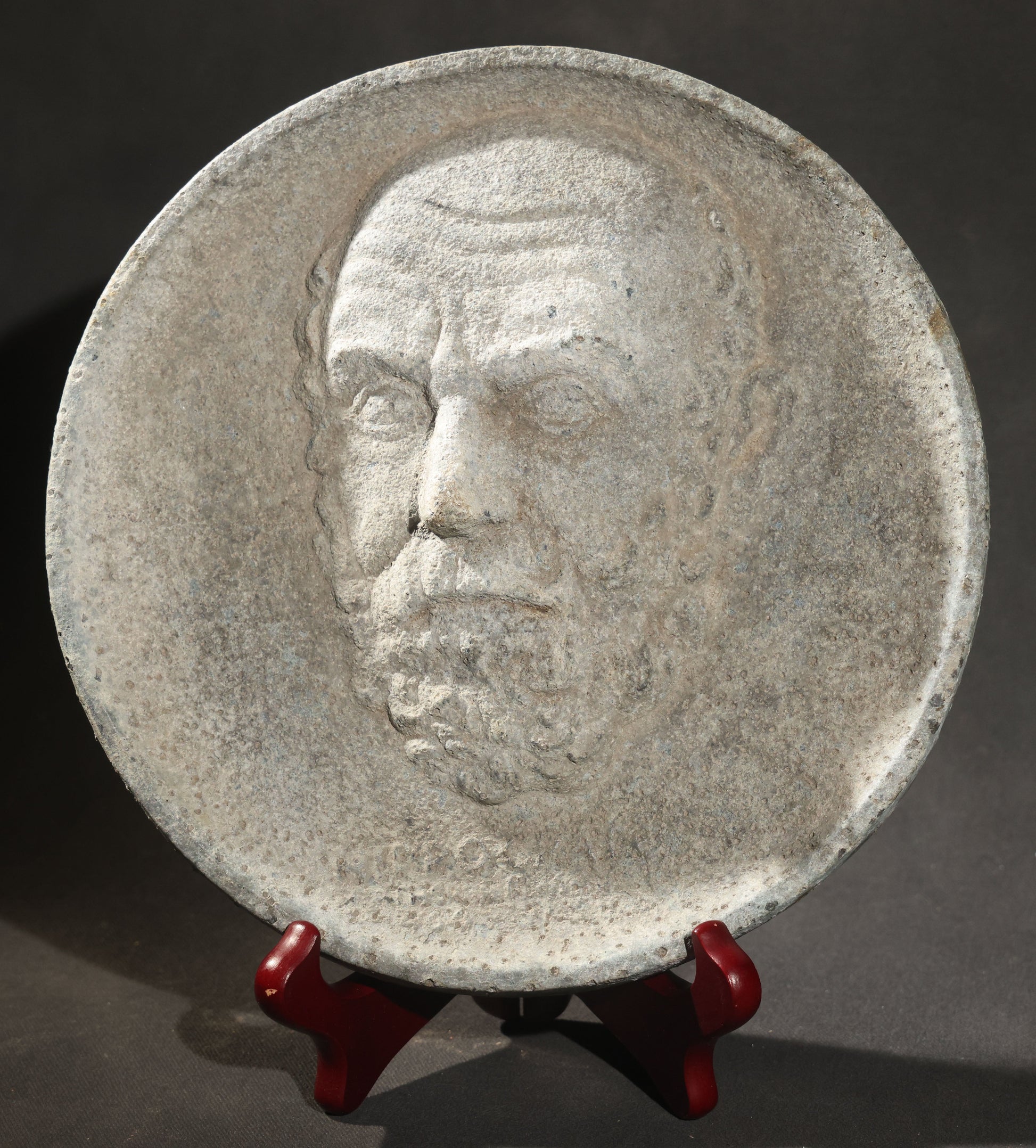 Vintage Cast Aluminum Relief Portrait Plaque of Socrates with Keyhole Hanger