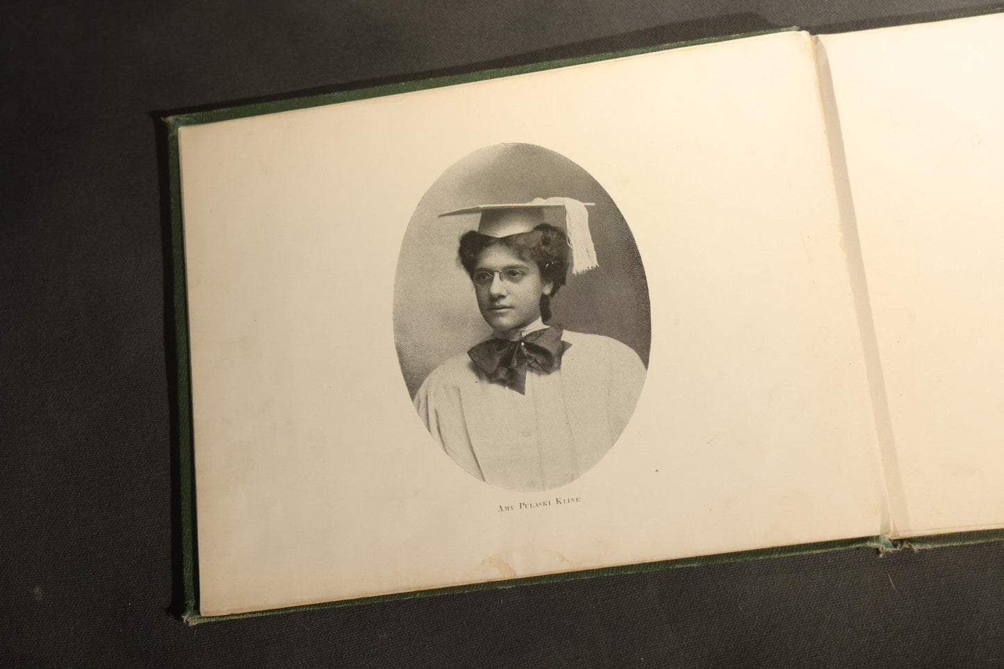 Antique 1904 All-Girls School Yearbook with Gilt Monogram, Green Cloth Binding, Photographic Plates, Philadelphia, Pennsylvania Area