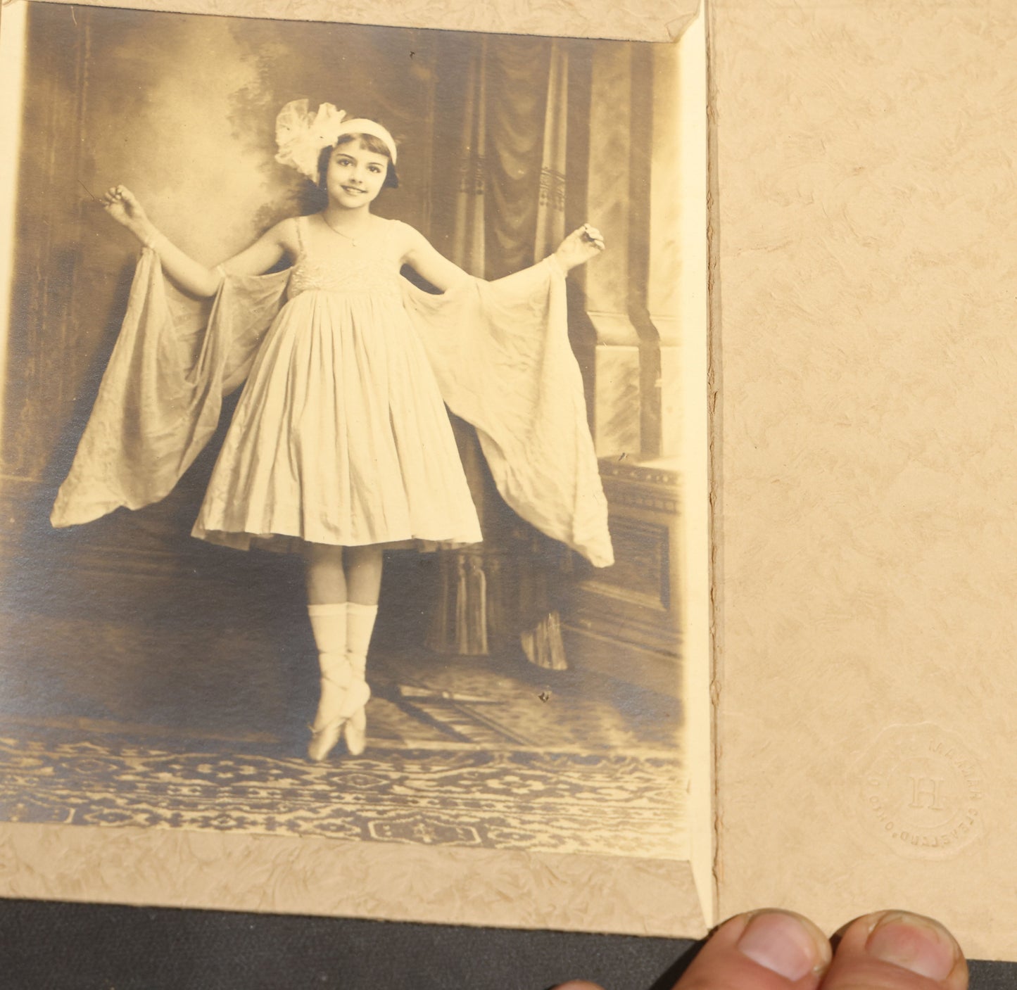Trio of Antique Photographs of Dancers in Costume Including a Photograph from the Krueger Studio, Cleveland, Ohio