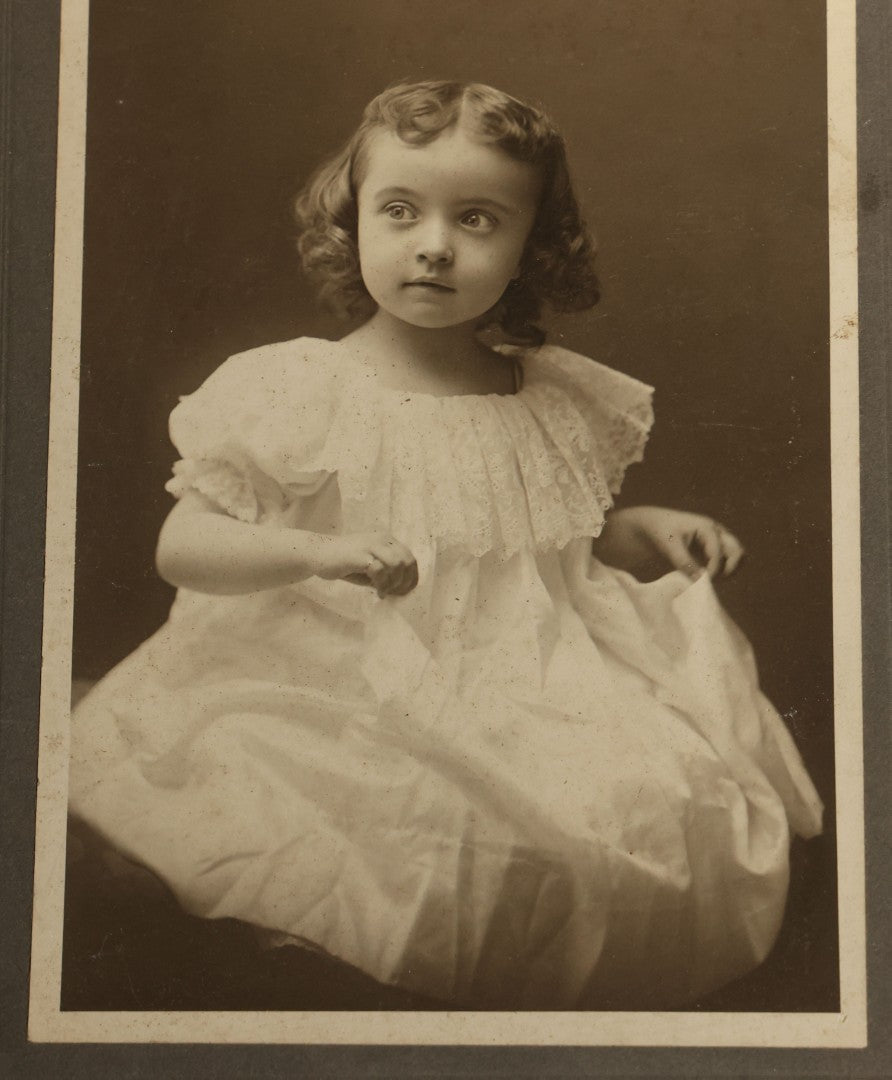 Grouping of 30+ Antique Cabinet Card Photographs of Men, Women, Children, and Families Including Photographers from Oberlin, Ohio, Youngstown, Ohio, West Lafayette, Indiana, Kalamazoo, Michigan, and Detroit, Michigan
