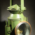 Lot 031 - Vintage 1945 Three-Aspect Railway Signal Lamp by Eastgate & Son Limited, Birmingham, England, with Clear, Blue, and Red Lenses and Rotating Mechanism