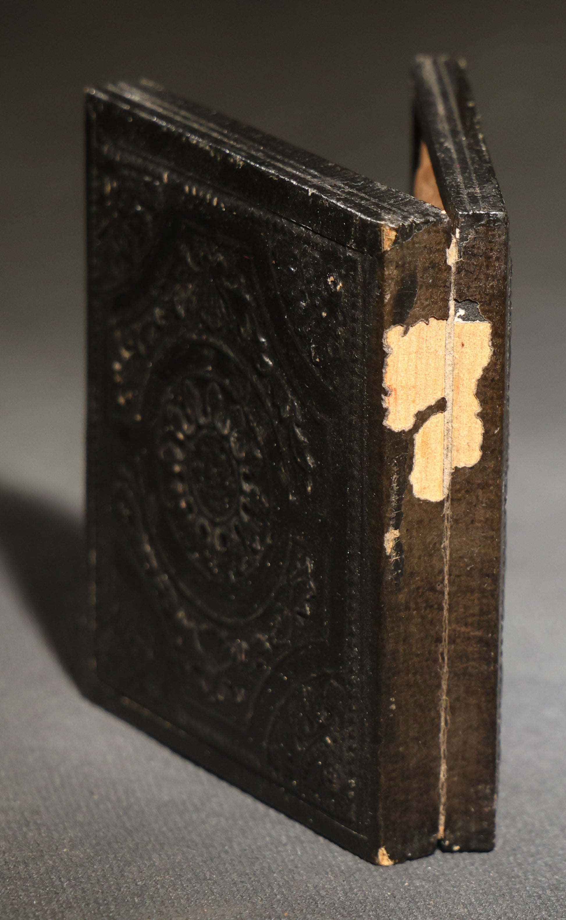 Antique 1/9th Plate Ambrotype Photograph of a Middle-Aged Woman in a Bonnet and Dark Dress, Full Intact Leatherette Case