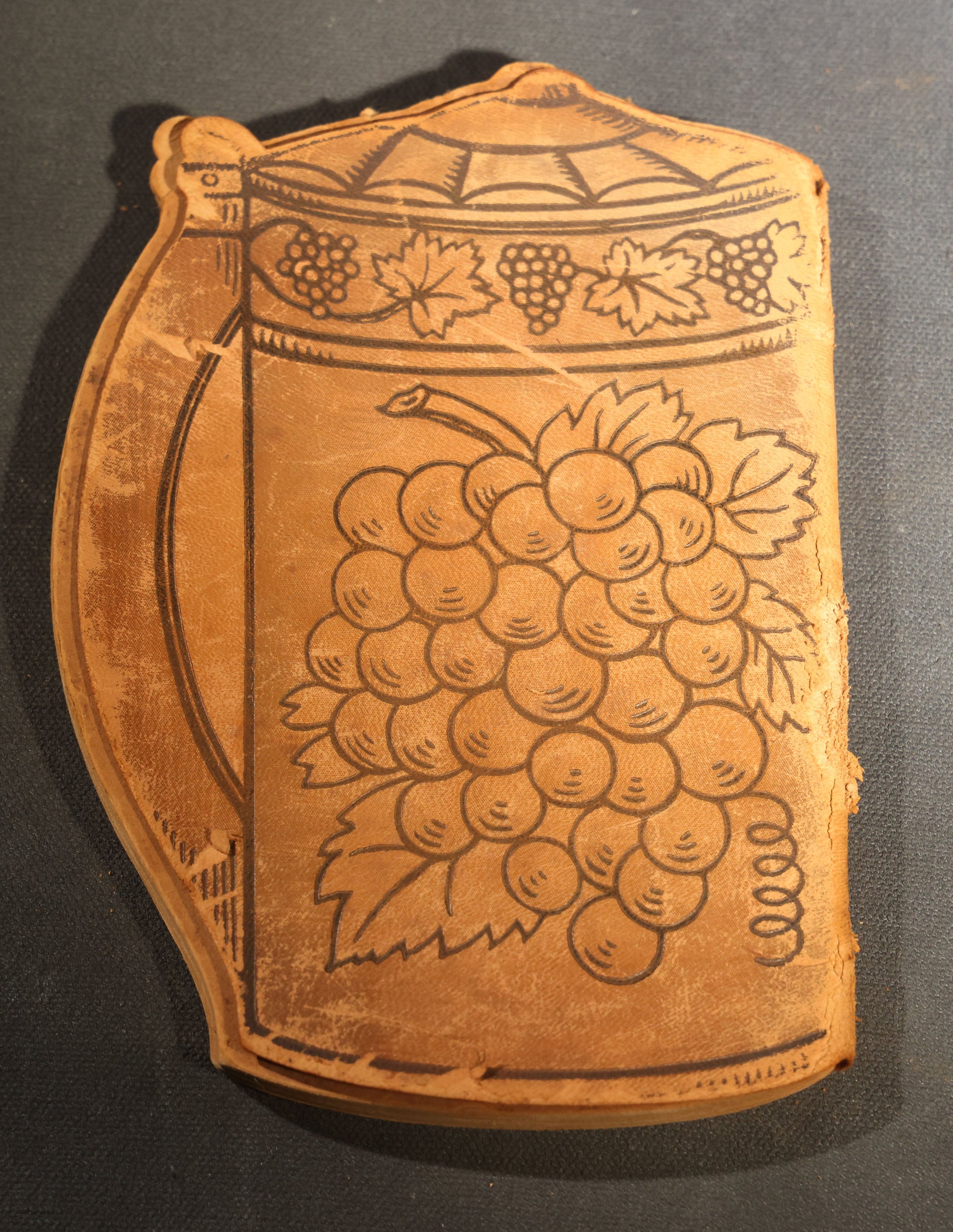 "Toasts" Antique Leather-Covered Stein-Shaped Novelty Book Compiled by W.M. Rhoads, Drawings by Clare Victor Dwiggins, Published by the Penn Publishing Company, Philadelphia, Pennsylvania, 1904