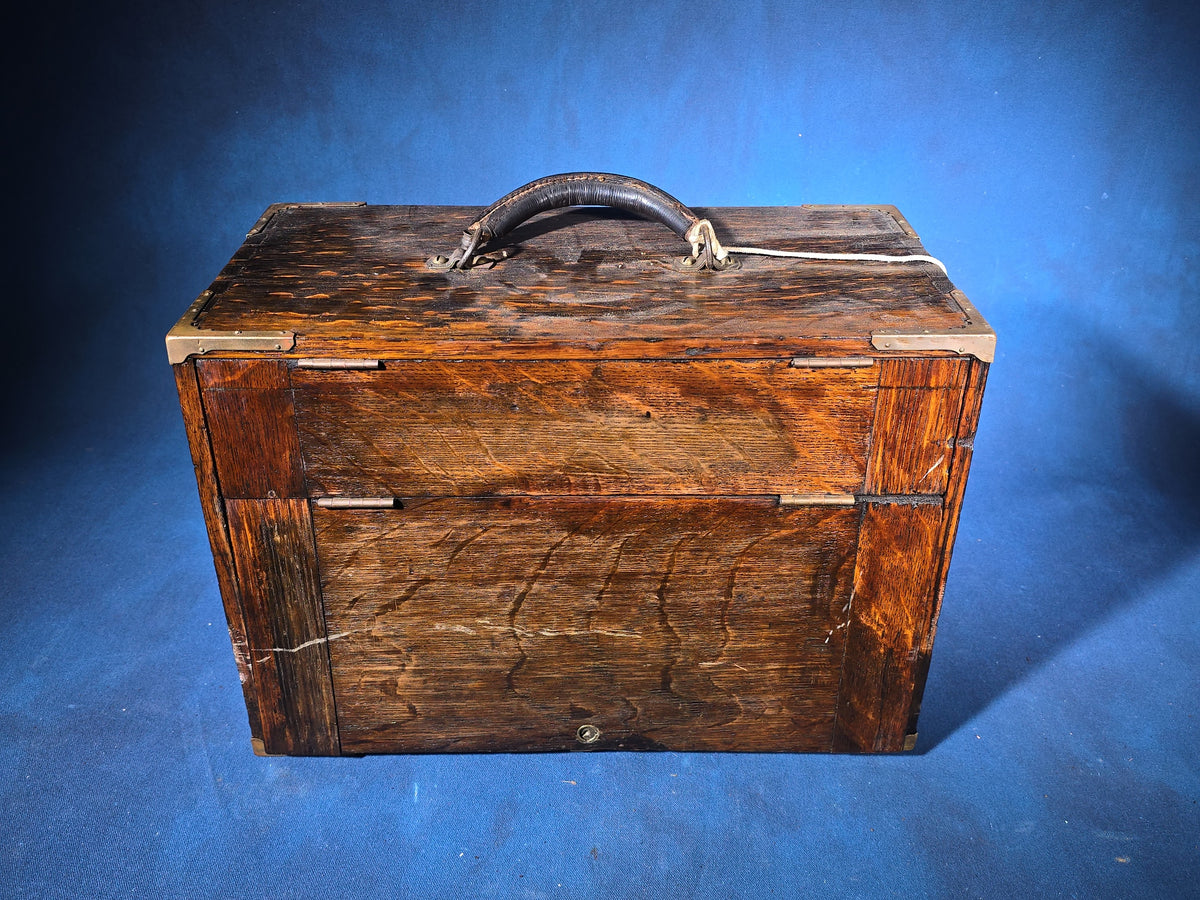 Antique Oak Machinist's Tool Chest with Brass Hardware, Hammacher Schlemmer & Co., New York