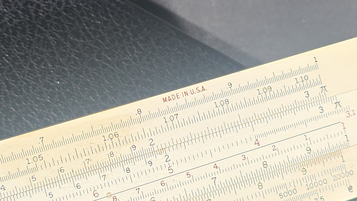 Vintage Keuffel & Esser 4083-3 Log Log Duplex Vector Slide Rule with Leather Case and Original Box, Note Damage and Loss on Slide