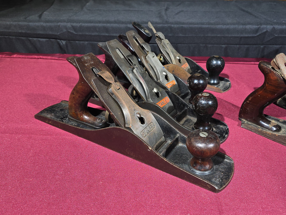 Grouping of Eight Vintage Hand Planes including Stanley No. 5-1/2, No. 5-1/4, No. 5, No. 4, No. 2, and Millers Falls