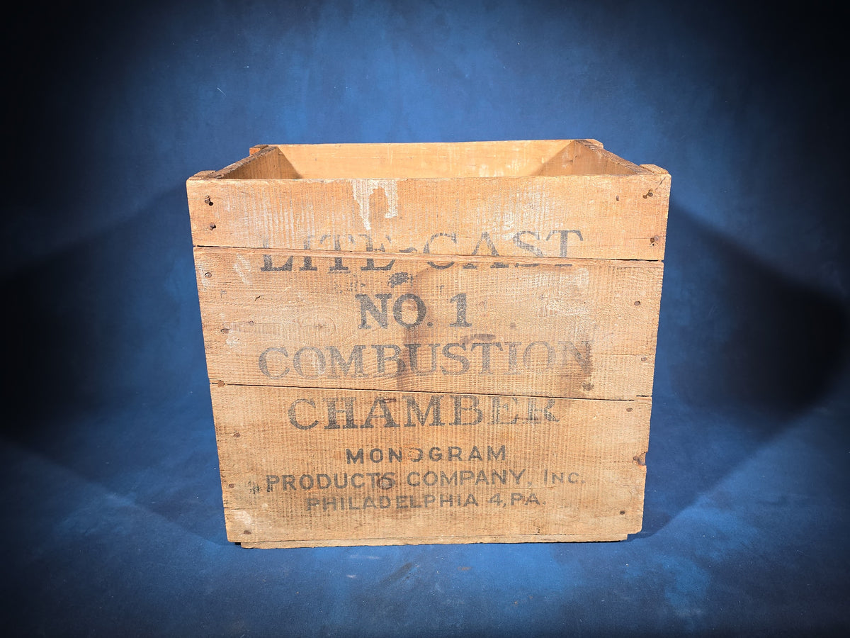 Vintage Lite-Cast No. 1 Combustion Chamber Wood Shipping Crate, Monogram Products Company, Inc., Philadelphia, Pennsylvania