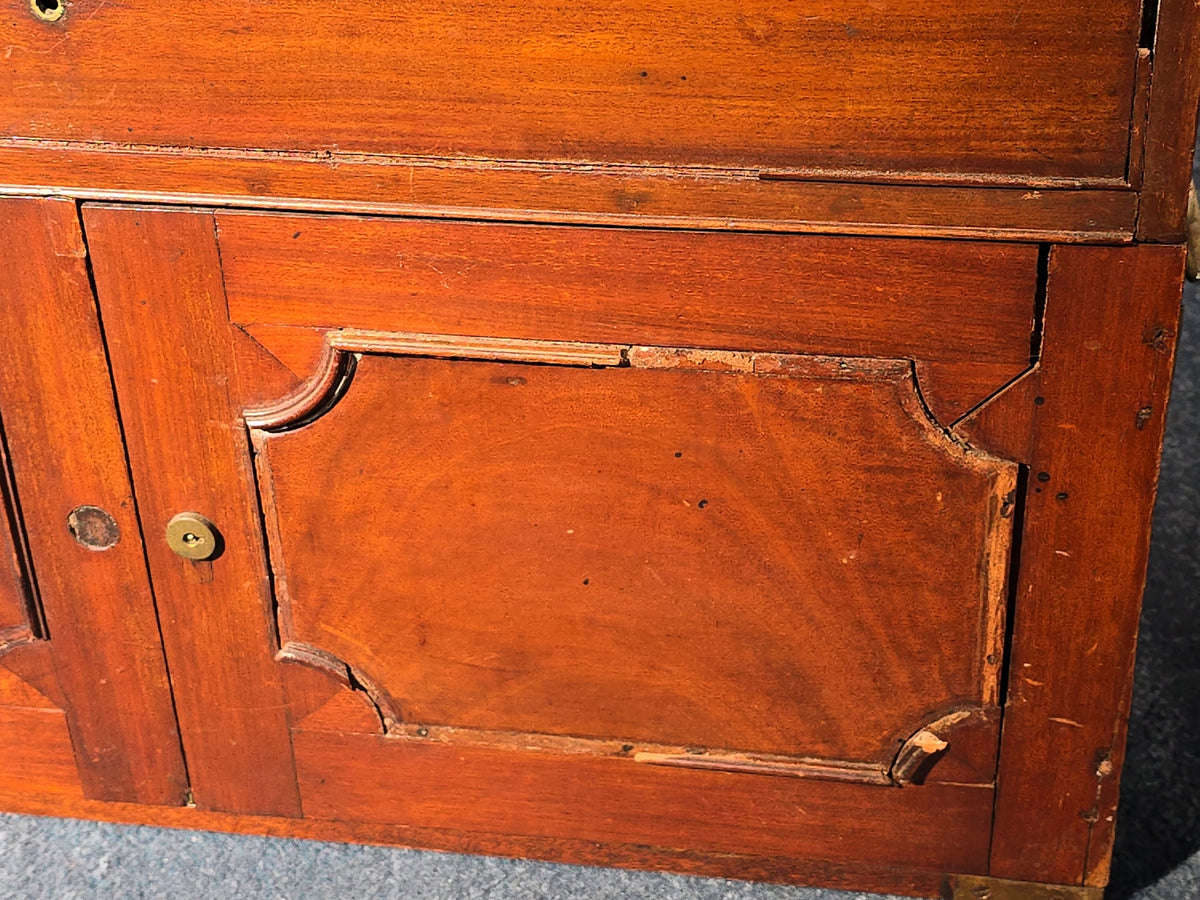 Antique Brass-Bound Campaign Chest with Fitted Interior