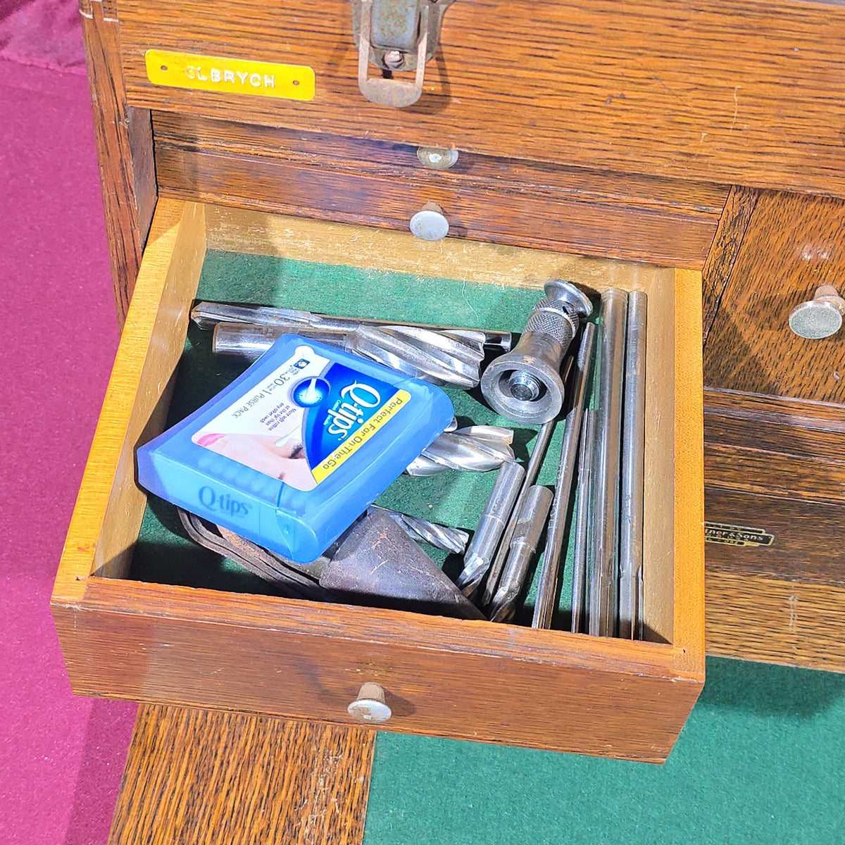 Vintage H. Gerstner & Sons Model 042 Oak Machinist Tool Chest with Contents, Manufactured by H. Gerstner & Sons, Dayton, Ohio