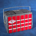 Lot 194 - Vintage Flamingo Insulated Ice Chest with Red Plaid Tin Lithograph Panels, Manufactured by Poloron Products, New Rochelle, New York, 16-3/4" L