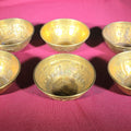 Lot 116 - Grouping of Six Vintage Decorated Brass Bowls with Figural and Scenic Relief