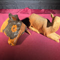 Lot 077 - Pair of Vintage Carved Wood Animal Figures Including a Reclining Lamb and a Cow Head Bust