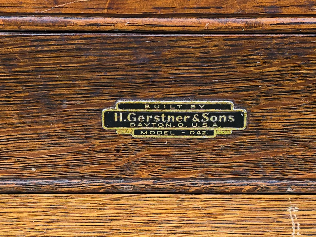 Vintage H. Gerstner & Sons Model 042 Oak Machinist Tool Chest with Contents, Manufactured by H. Gerstner & Sons, Dayton, Ohio