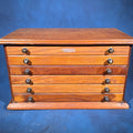 Lot 105 - Antique Six-Drawer Oak Spool Cabinet, Manufactured by Jessen & Rosberg, Chicago, Illinois, 21-3/4" L x 12" W x 12-5/8" H