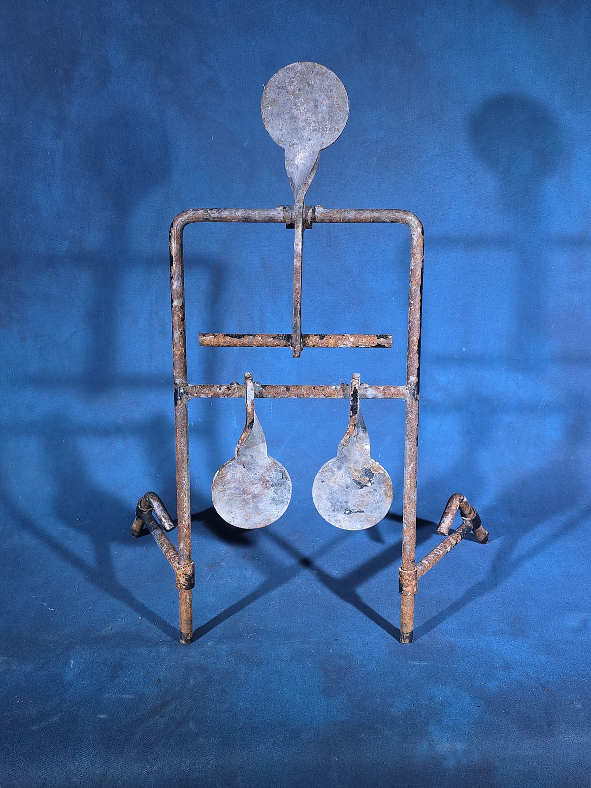 Vintage Iron Shooting Target Stand with Three Swinging Paddle Targets
