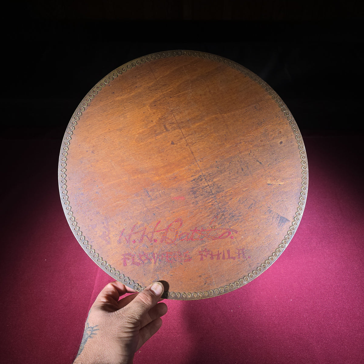 Antique Wooden Hat Box from H.H. Battles Flowers, Philadelphia, Pennsylvania