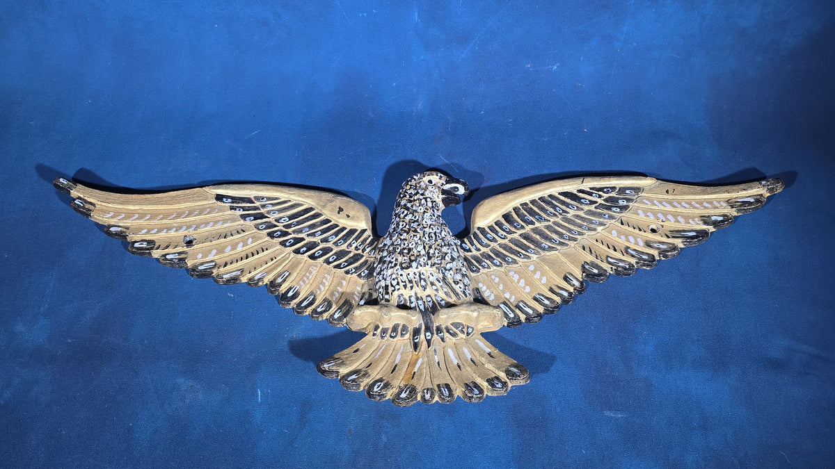 Vintage Painted Cast Iron Spread-Wing Eagle Wall Plaque, Manufactured by Emig Products