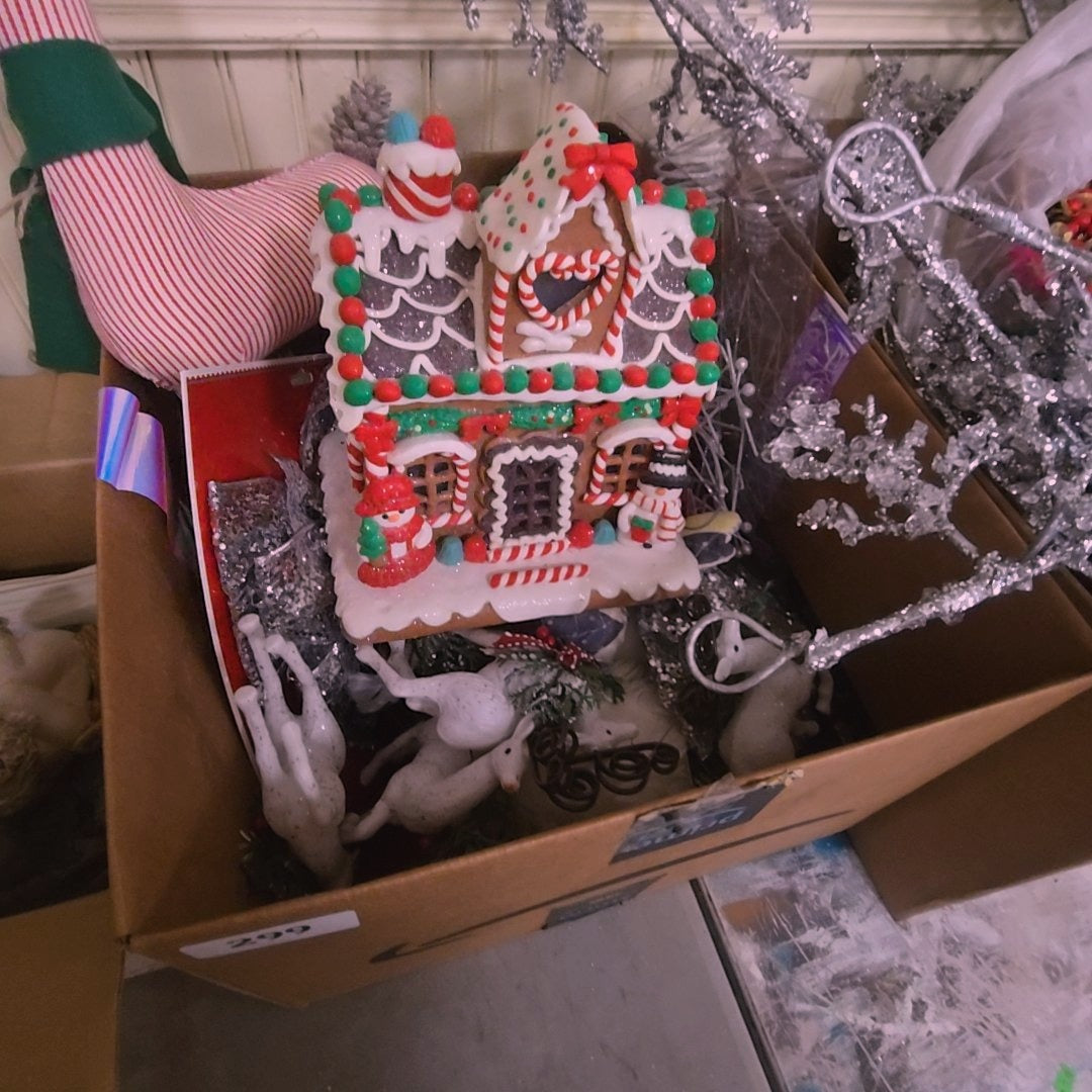 box lot of miscellaneous Christmas decor
