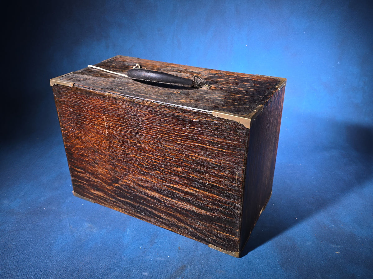Antique Oak Machinist's Tool Chest with Brass Hardware, Hammacher Schlemmer & Co., New York