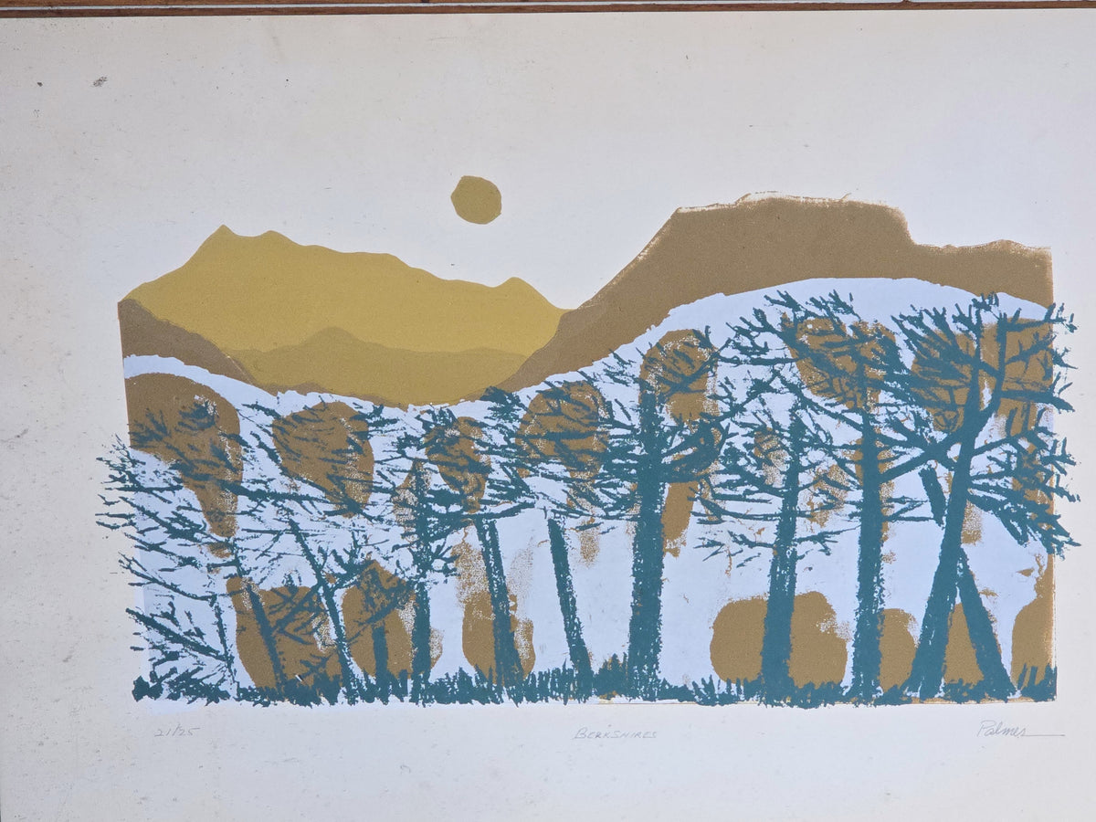 Pair of Vintage Framed Silkscreen Prints, "Berkshires" and "Dunes," Signed Palmer, Note Broken Glass on "Dunes"