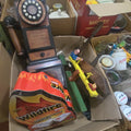 Lot 010 - Box Lot with Whirly Gig Clamp Toy Phone and Game