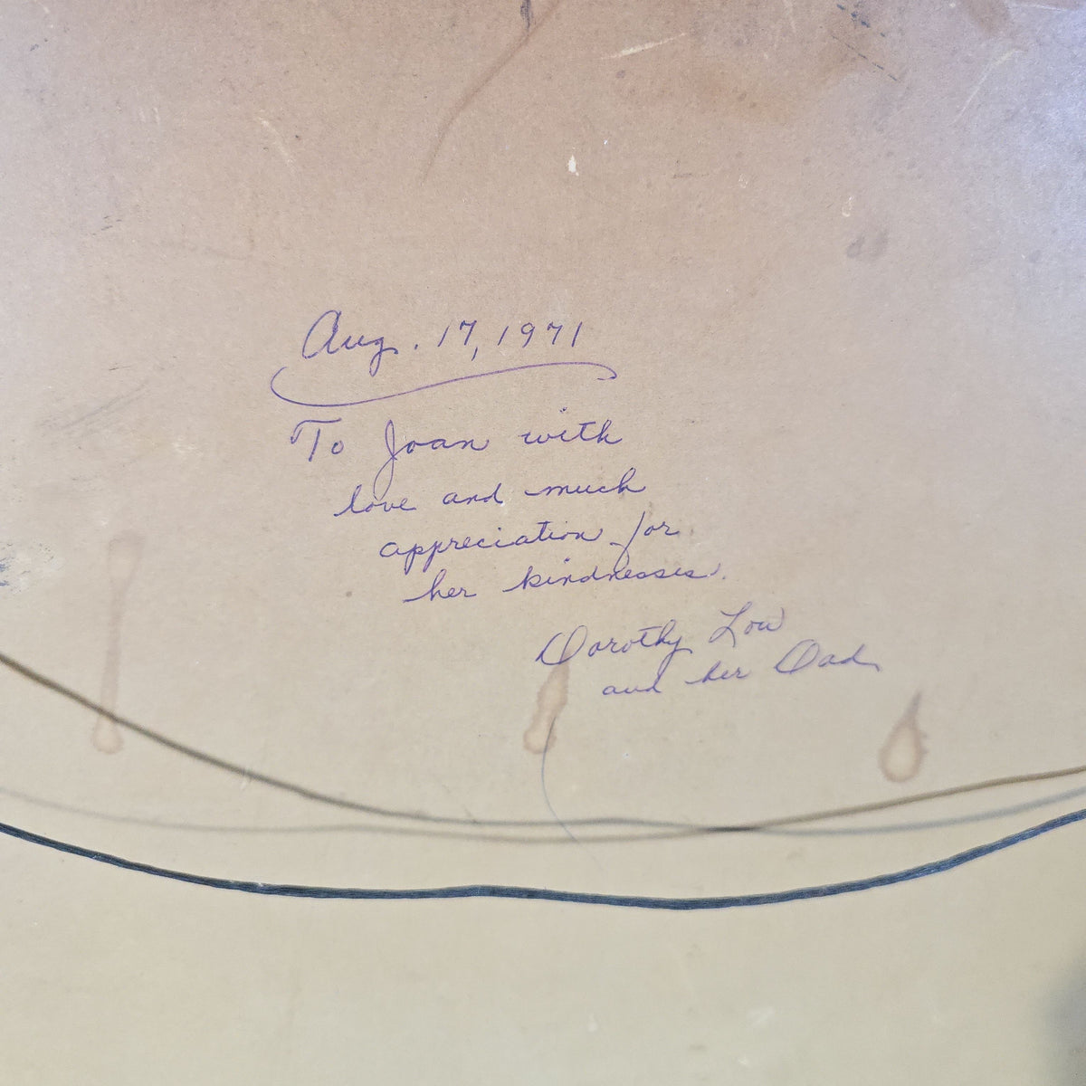 Vintage Round Painting on Board, Figure with Horses, Signed "Igor," Inscribed Verso 1971