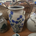 Lot 074 - Tall Salmon Falls Stoneware Jar with Blue Flowers