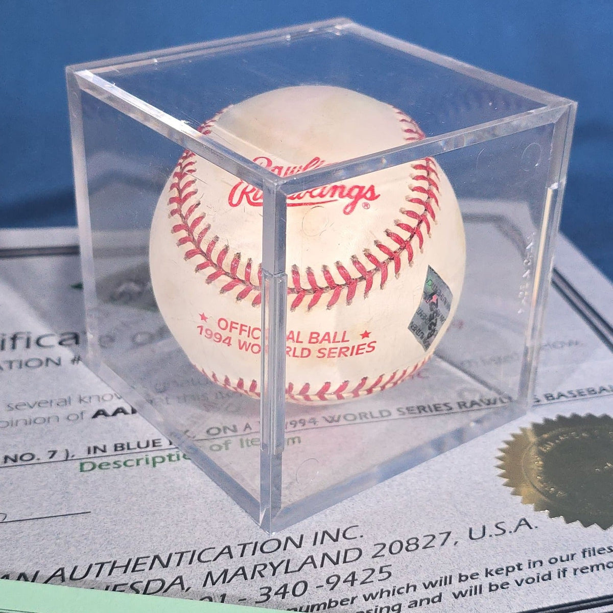 Vintage Mickey Mantle "No. 7" Signed 1994 World Series Rawlings Baseball with Two Certificates of Authenticity