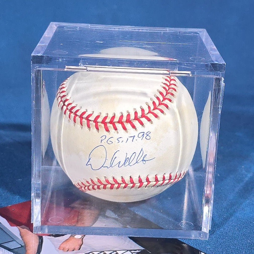 Vintage David Wells Signed Rawlings American League Baseball Inscribed "P.G. 5.17.98" with Signing Photograph, New York Yankees