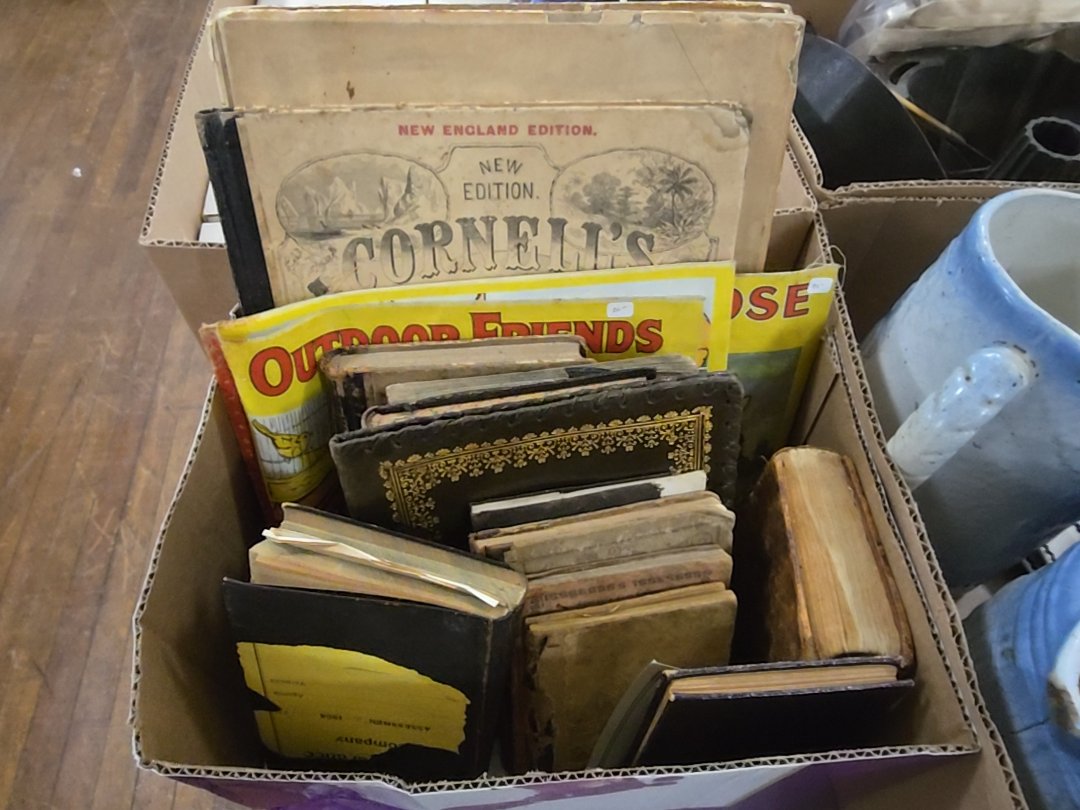 box lot of antique books including judge diary