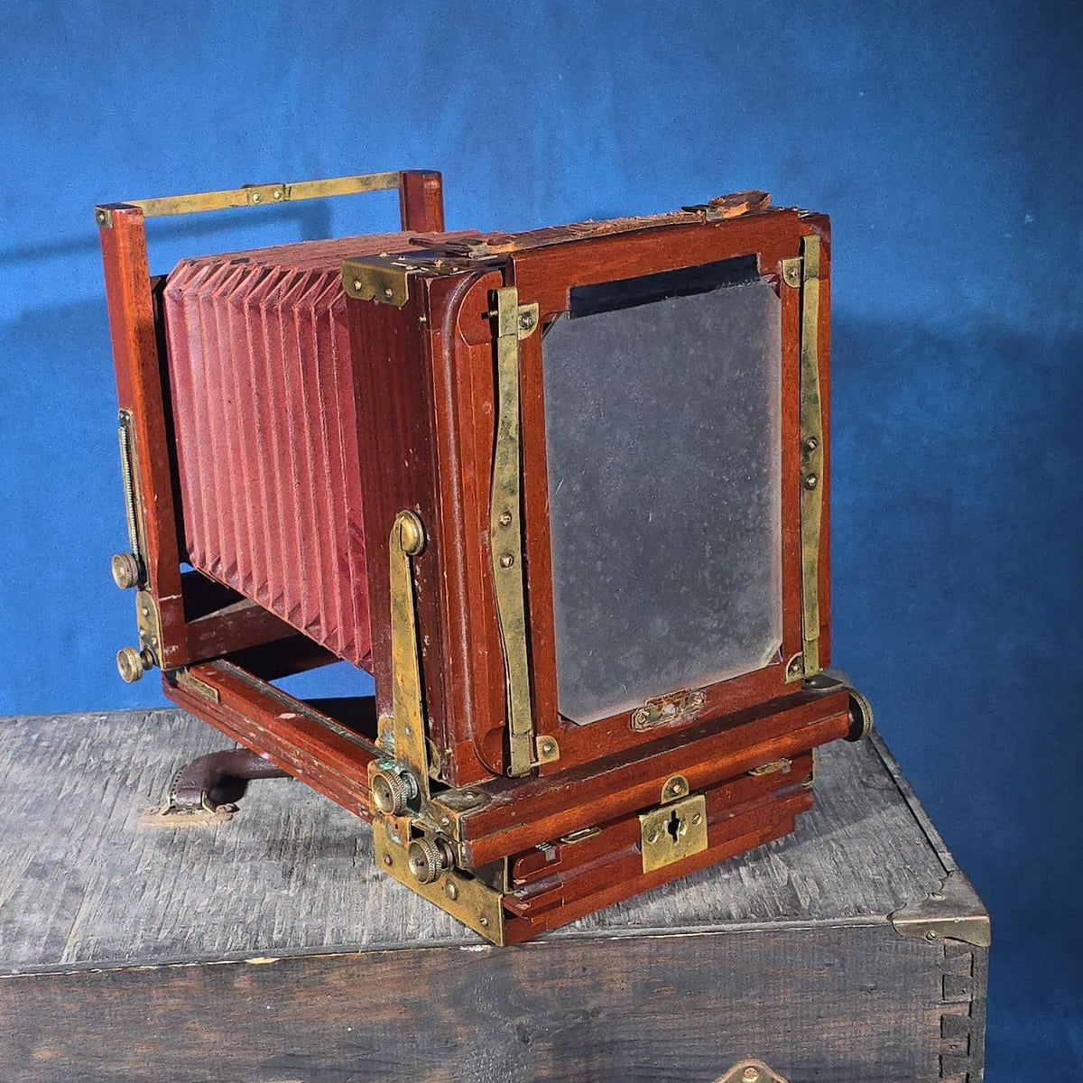 Antique Eastman View No. 2 Large Format Folding Camera with Bausch & Lomb Volute Shutter, Manufactured by Eastman Kodak Co., Rochester, New York