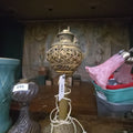 Lot 097 - Electrified Cast Metal Kerosene Lamp