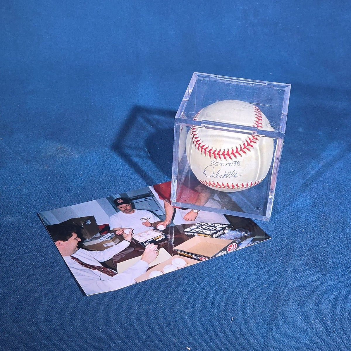 Vintage David Wells Signed Rawlings American League Baseball Inscribed "P.G. 5.17.98" with Signing Photograph, New York Yankees