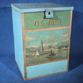 Lot 108 - Antique O.G. Java Tin Lithograph Coffee Bin with Harbor Scene, 19-5/8" H