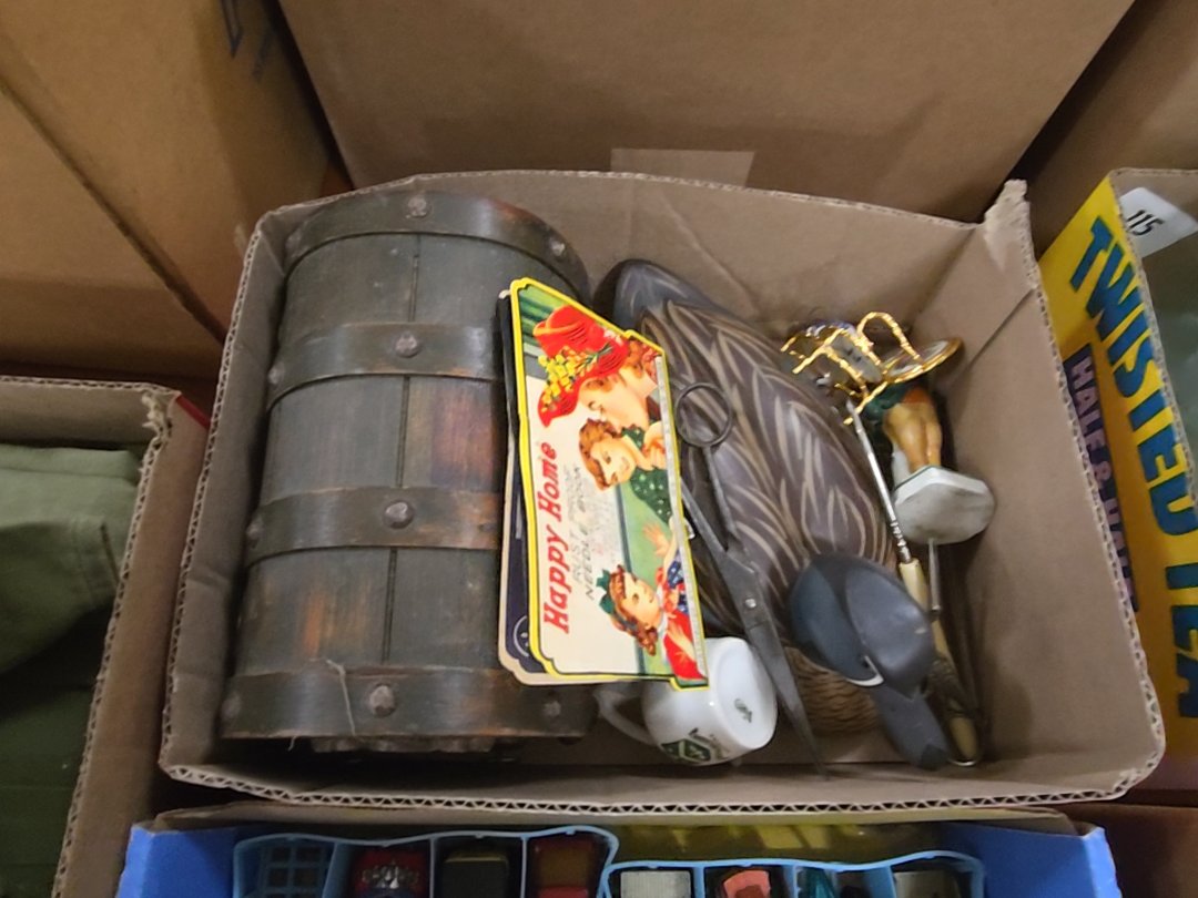 box lot of misc Smalls including duck and trunk