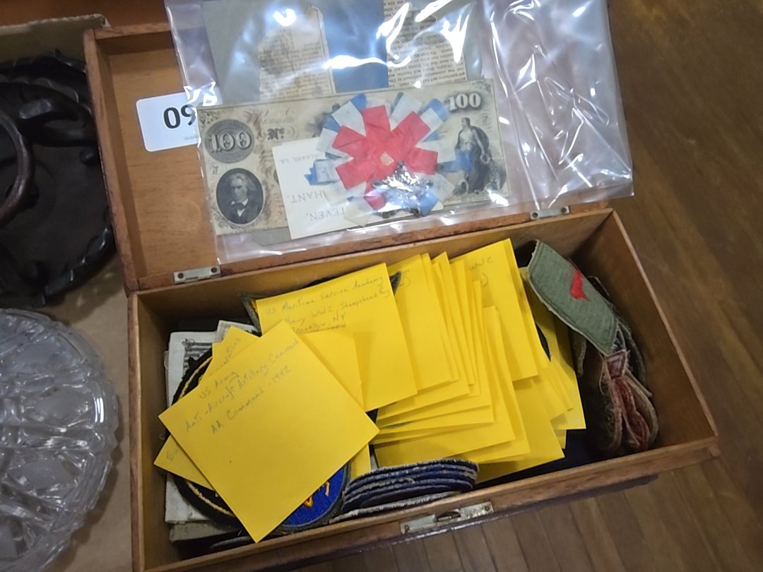 box lot of military patches as found