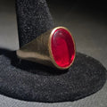 Lot 019 - 14k Gold Ring with Oval Red Ruby Cabochon, Size 11.5, Total Weight 8.37 g