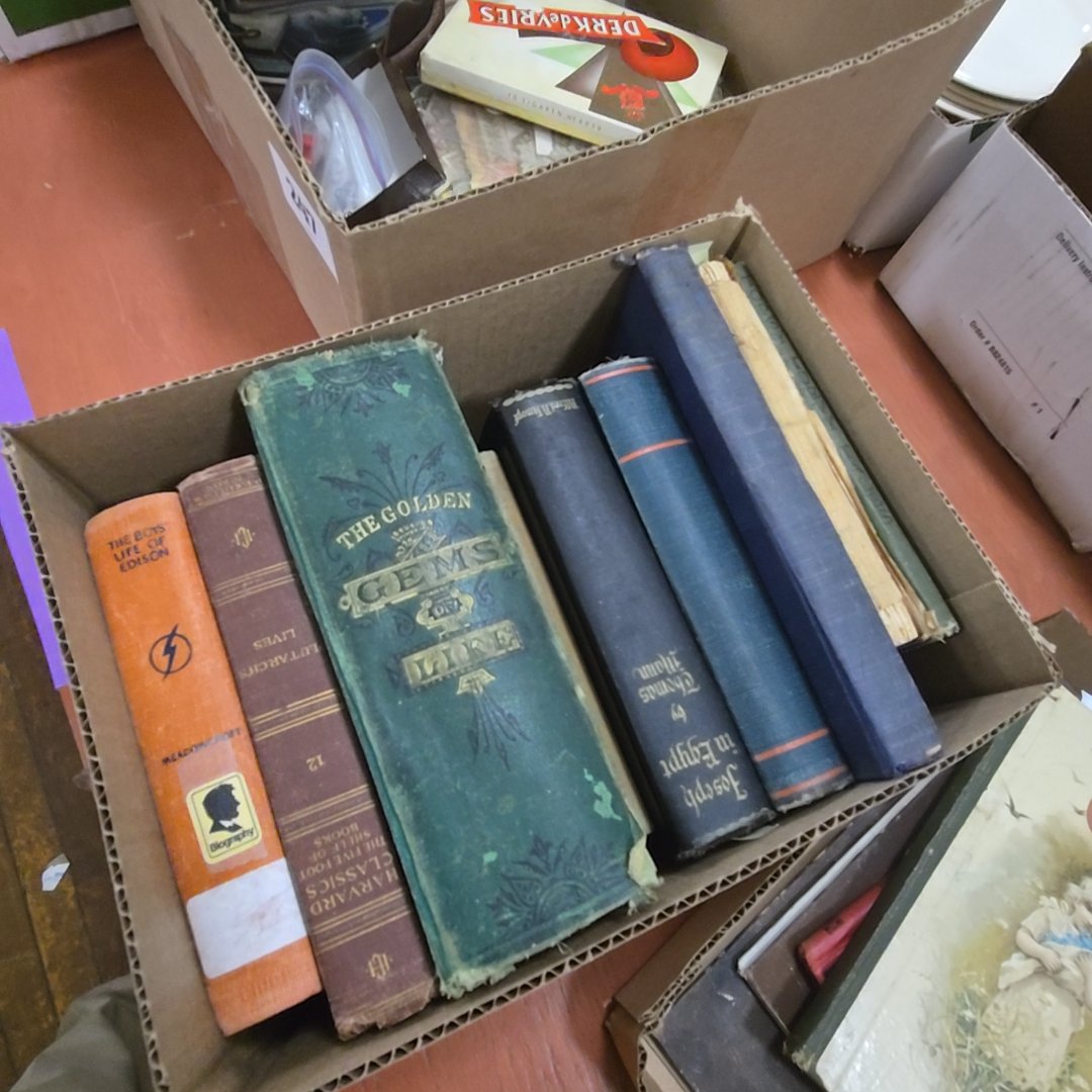 box lot of vintage and antique books including the golden gems of life