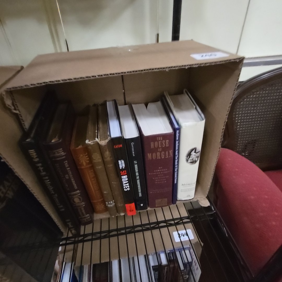 box lot of books, Morgan and more