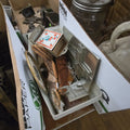 Lot 203 - Box Lot with Wood Carvings Cross and More