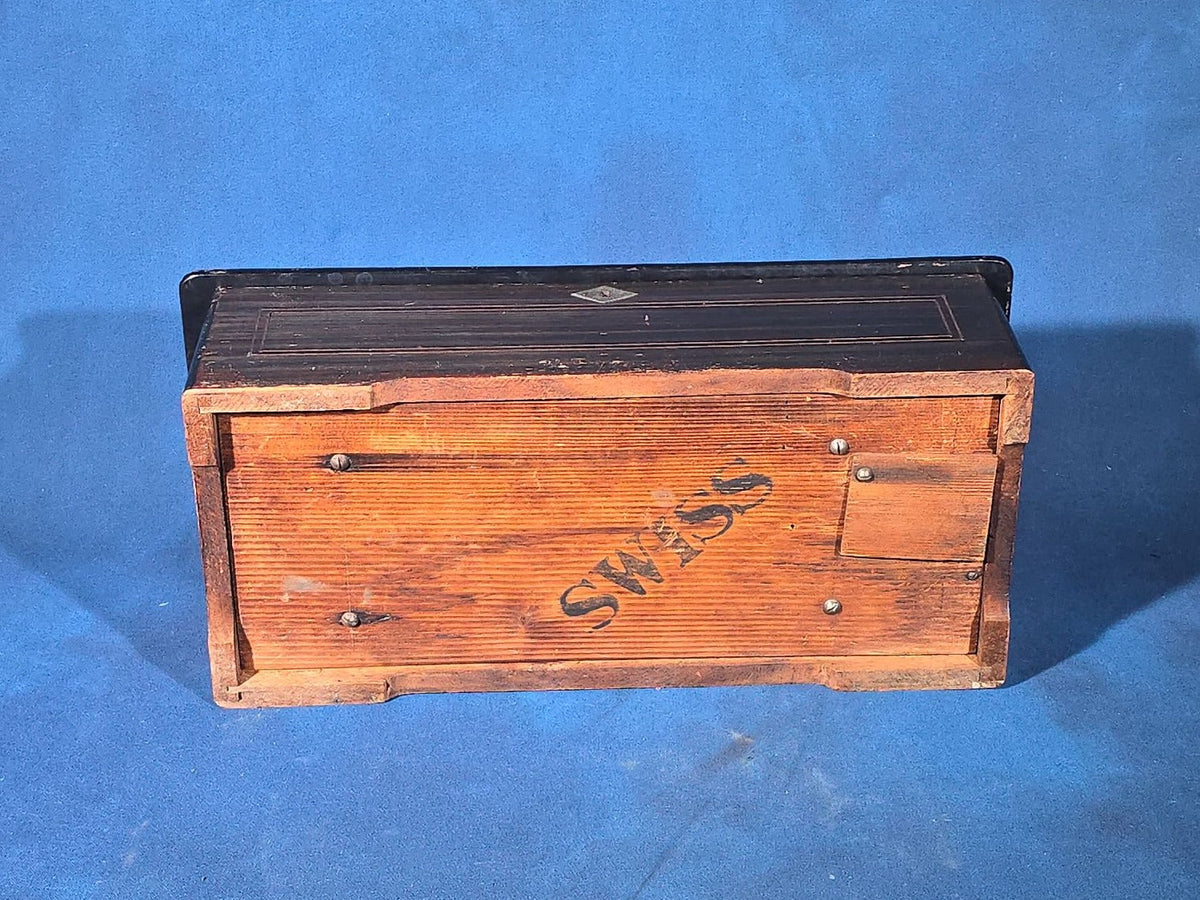 Antique Swiss Cylinder Music Box in Inlaid Wood Case