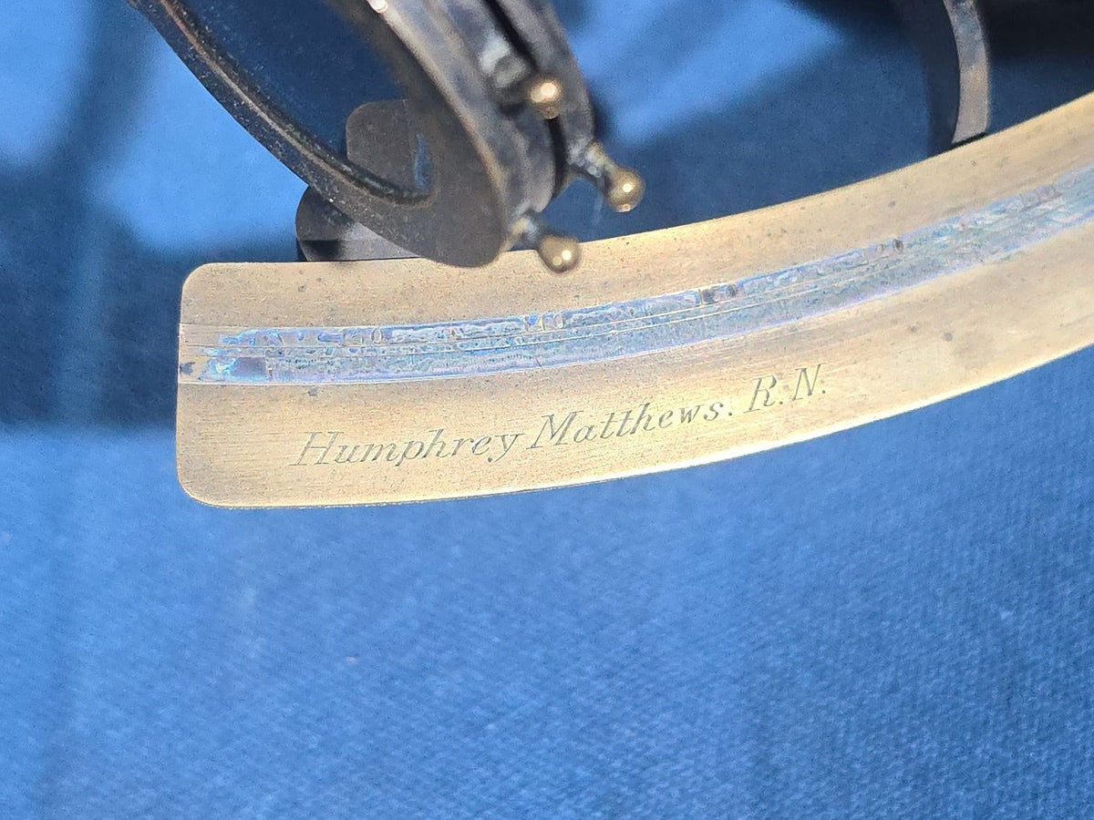 Antique Maritime Sextant No. 5706, Manufactured by Heath & Co. Ltd., Crayford, London, Engraved "Humphrey Matthews. R.N.," in Mahogany Case with 1916 National Physical Laboratory Certificate