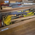 Lot 012 - Workshop Toolbox Grouping with Hammers Crowbars Drivers and More