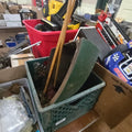 Lot 190 - Box Lot with Cast Iron Feeder and Skirt Rulers